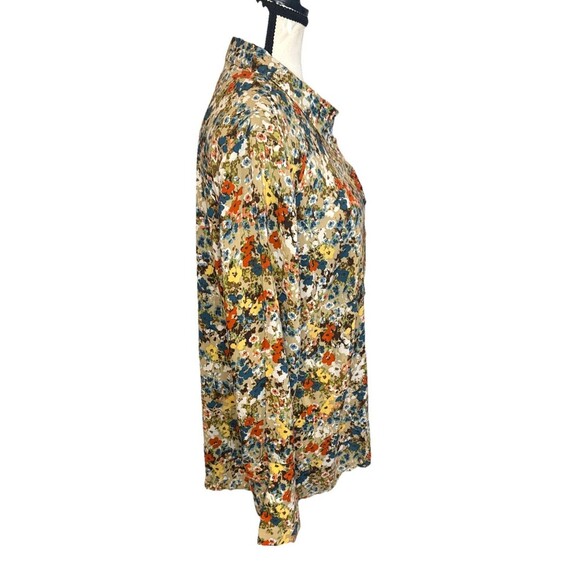 J. Jill Women’s Colorful Floral Rayon Button Up Long Sleeve Blouse Top Sz M Boho - Picture 3 of 11